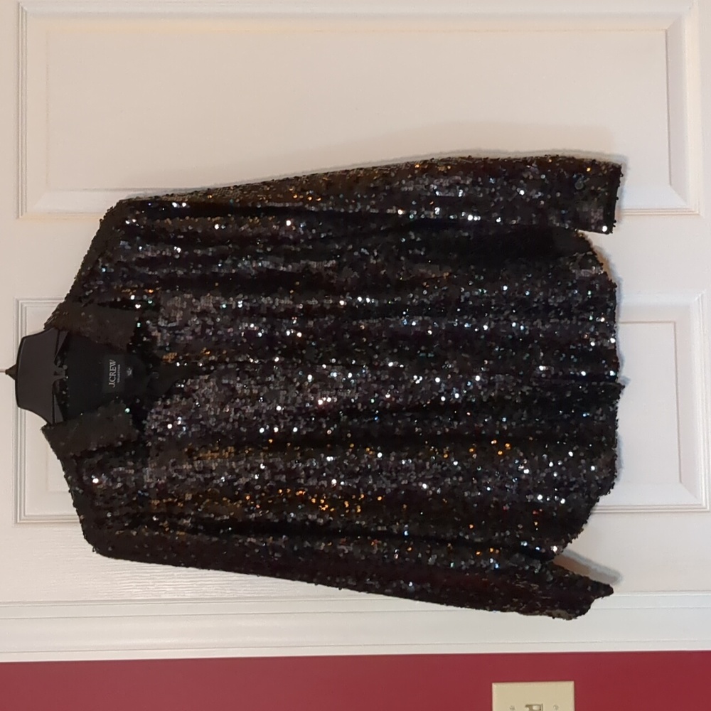 J. Crew Collection Sequined Shirt 14 Black - Picture 4 of 5